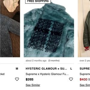 Hysteric Glamour x Supreme Blue Faux Fur Over Coat